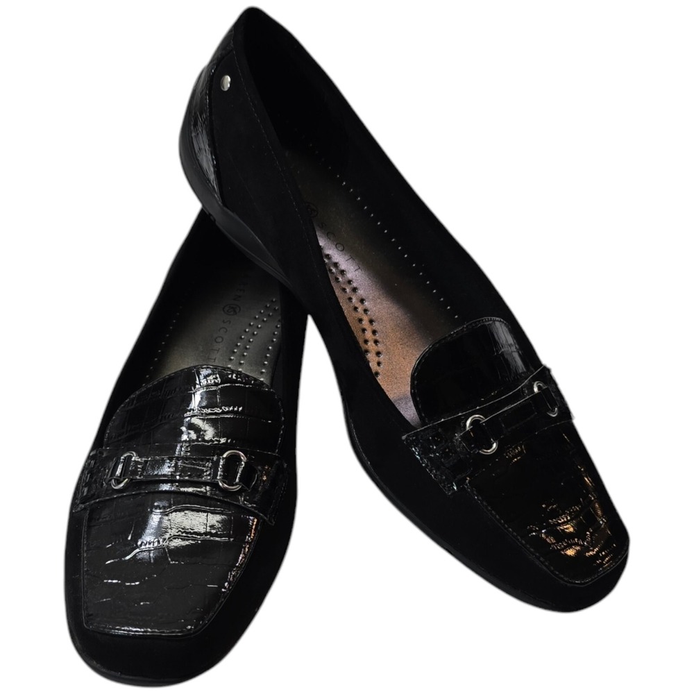 Karen Scott Jazmin Black Croc Embossed Bit Loafers Flats‎ Womens 9.5M KS-JAZMIN